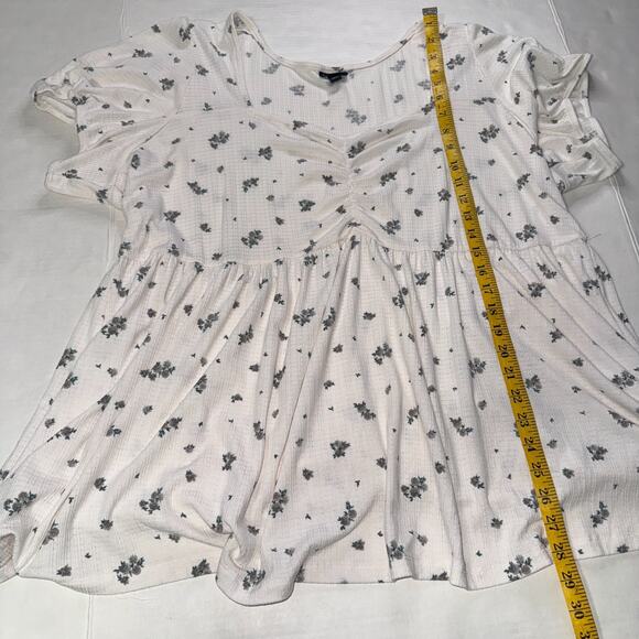 Torrid Women 4X Top Babydoll Floral Textured Peasant Boho Flowy Casual Soft Cozy - Picture 4 of 10